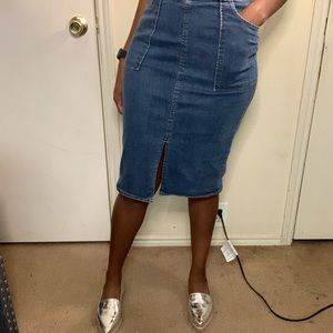 Long denim skirt